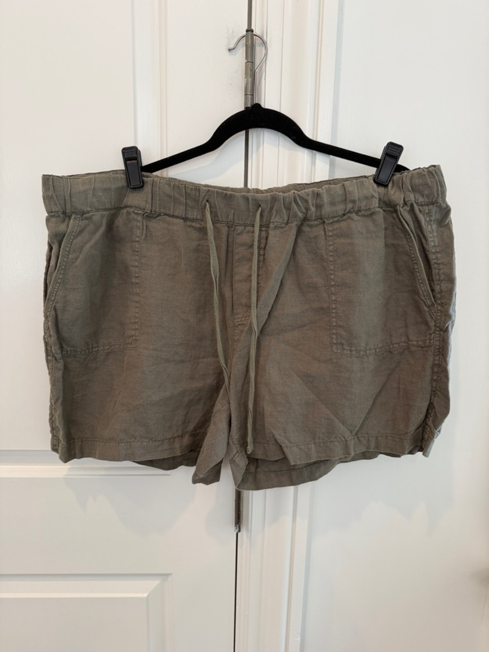 Caslon 5” Linen Drawstring Shorts Size XXL Green Beetle